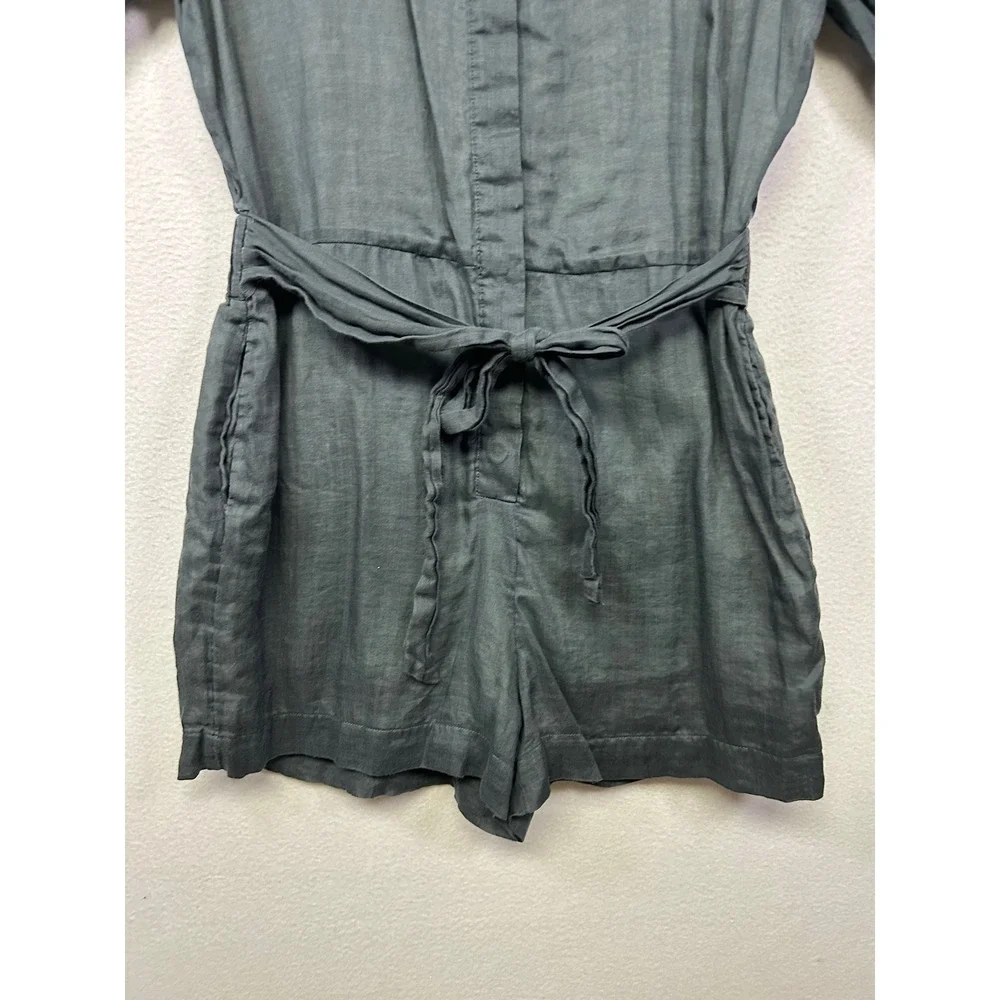 Minimalist Banana Republic Womens 10 Petite Dark Gray Ramie Utility Romper